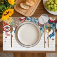 thumbnail image 4 of Boho Flowers Placemats Set of 6, Bohemian Abstract Floral Vintage Wood Plank Placemats for Dining Table, Place Mats for Kitchen Tabletop, Waterproof Wipeable Dining Table Mats Set, 4 of 9