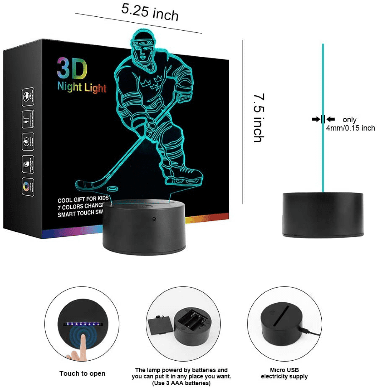 3D Ice Hockey Player Night Light Puppy Table Lamp Decor Table Desk Optical Illusion Lamps 7 Color Changing Lights LED Table Lamp Xmas Home Love Brithday Children Kids Decor Toy Gift 3D Ice Hockey Player Night Light Puppy Table Lamp Decor Table Desk Optical Illusion Lamps 7 Color Changing Lights LED Table Lamp Xmas Home Love Brithday Children Kids Decor Toy Gift