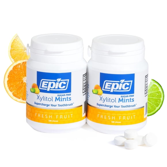 Epic Dental 100% Xylitol Sweetened Breath Mints 180 Count (Pack of 2)
