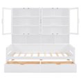 thumbnail image 5 of Harper & Bright Designs Twin Size Daybed with Glass-Door Storage Cabinets, Wooden Platform Bed Frame with Built in LED Lighting and Shelves, White, 5 of 16