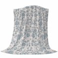 thumbnail image 6 of Farmhouse Flower Blanket Soft Cozy Warm Throw Blanket for Couch, Plush Fuzzy Flannel Fleece Blankets for Sofa, Botanical Vintage Light Blue Leaf Bed Blankets Lightweight Gifts for Women, 40"x50", 6 of 9
