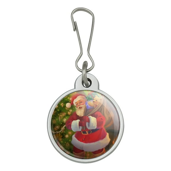 Christmas Holiday Santa's Home Visit Jacket Handbag Purse Luggage Backpack Zipper Pull Charm