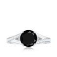thumbnail image 5 of Rosec Jewels Womens 2.50 CT Round Black Spinel Solitaire and Diamond Split Shank Ring, 18K White Gold, US 11.50, 5 of 9