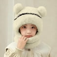 thumbnail image 5 of Xdegoge Girls Boys Winter Hat Fleece Fuzzy Warm 3 in 1 Beanie Hat with Scarf and Mask Knitted Plush Cute Pompom Winter Thermal Outdoor Hiking Skiing Snowboarding Balaclava for Kids, 5 of 5