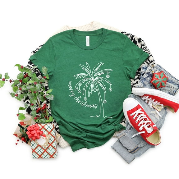 Merry Christmas Palm Tree - Short Sleeve Tee