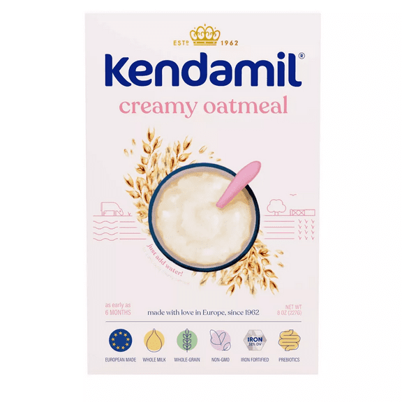 Kendamil Whole Grain Baby Cereal, Creamy Oatmeal, Whole Milk, 2nd Foods, 8oz Box (11-Servings)