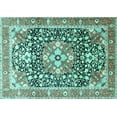 thumbnail image 1 of Ahgly Company Machine Washable Indoor Rectangle Persian Turquoise Blue Traditional Area Rugs, 7' x 9', 1 of 4