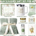 thumbnail image 2 of Gift Baskets for Women, 8 Pcs Self Care Gifts for Women Get Well Soon Gifts, Birthday Gifts for Women, Relaxing Spa Gifts Care Package w/ Blanket, Sympathy Gift Baskets for Mother's Day (Sage Green), 2 of 9