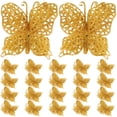 thumbnail image 1 of GOOHOCHY 24 piezas de adornos de mariposas para árbol de Navidad, mariposas huecas con purpurina, 1 of 7