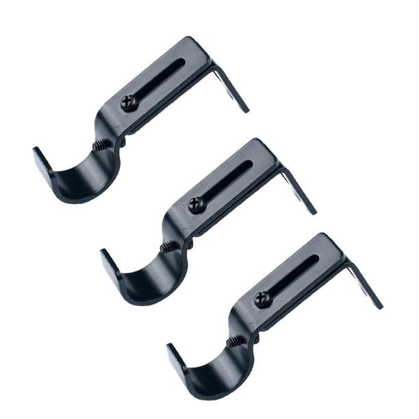 Juego de 3 soportes de pared para barra de cortina de 25 mm Negro