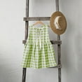 thumbnail image 4 of Girl's Plaid Linen Dress Pleated Sleeveless Casual Summer Dresses Bow Tie Back Crew Neck Tank Sundress (5 Years, Green), 4 of 7