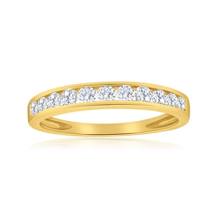 10k White Gold Wedding Bands - 1/2ctw Diamond Channel Wedding Band in 10k Yellow Gold