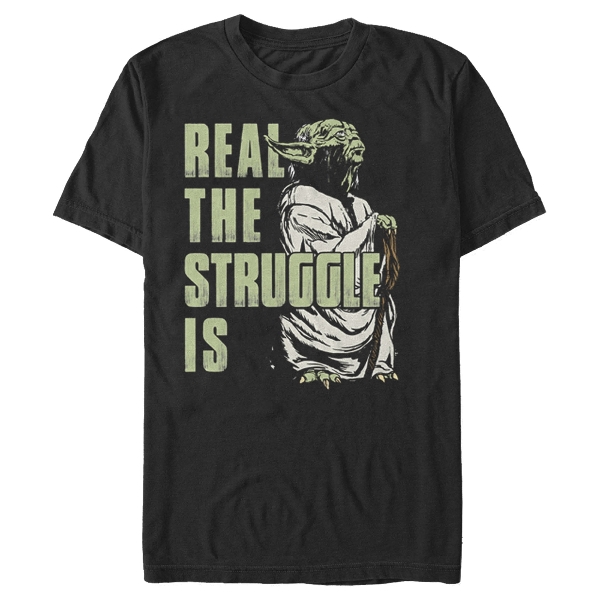 Men's Star Wars Yoda Real the Struggle Is Graphic Tee Black X Large