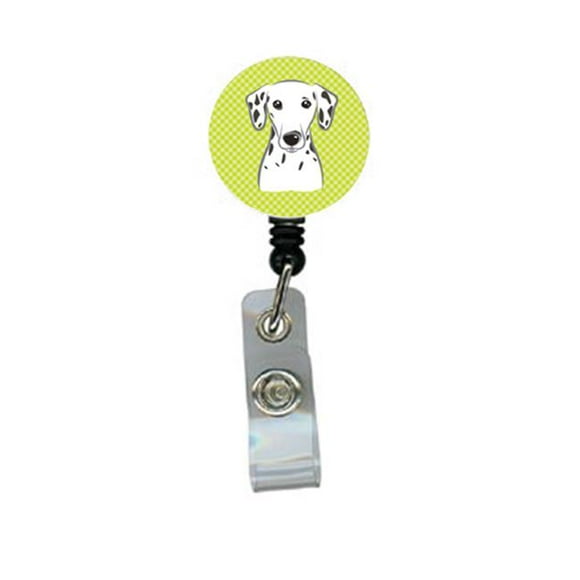 Checkerboard Lime Green Dalmatian Retractable Badge Reel