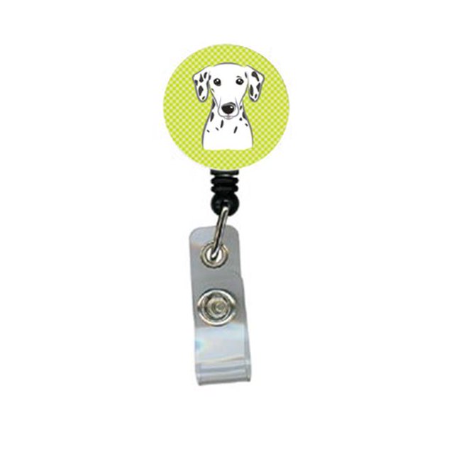 Checkerboard Lime Green Dalmatian Retractable Badge Reel