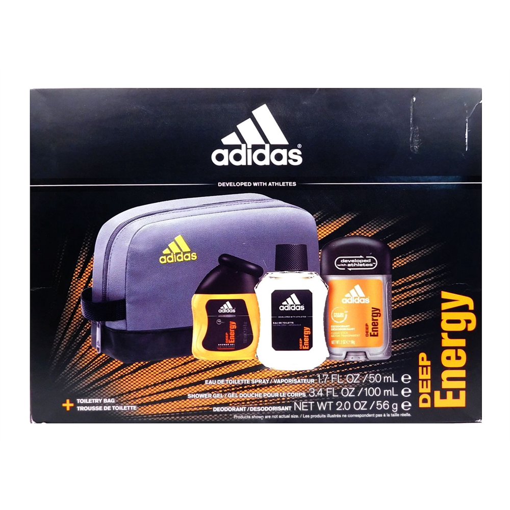 adidas Deep Energy Gift Set Eau De Toilette 1.7 Fl Oz., Shower Gel 3.4