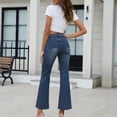 thumbnail image 4 of Bootcut Jeans for Women Y2K Baggy Stretchy Low Waisted Vintage Flare Jeans Button Closure Trendy Versatile Wide Leg Denim Pants with Pockets Sky Blue M, 4 of 7