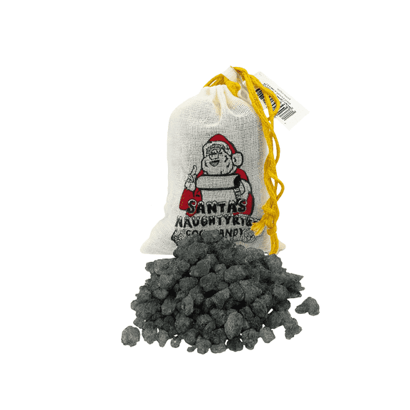 Santa's Naughty List Coal Candy Drawstring Bag, Black Cherry Rock Candy Crystals 2 oz