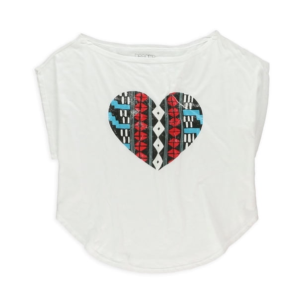 Dreamr Womens Heart Graphic T-Shirt white2 M