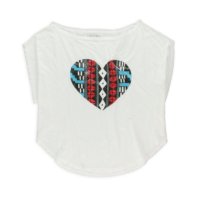 Dreamr Womens Heart Graphic T-Shirt white2 L