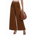 thumbnail image 1 of Pantalones de Yoga de Pierna para Mujer, Informales, Holgados y Cómodos, de Cintura Alta, con Bolsillos. Marrón L, 1 of 8