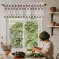 thumbnail image 5 of Geometric Moroccan Window Valance Curtain Moroccan Trellis Grey Brown Rod Pocket Short Curtain for Living Room, Bedroom & Kitchen Window Decor 54x18in, 5 of 8