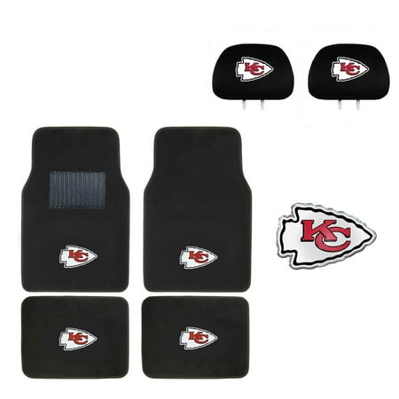 - Kansas City Chiefs 4 Pc Carpet Floor Mats And Head Rest Cover With Color Decal