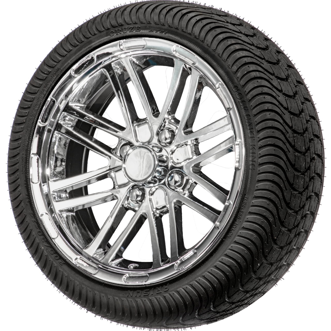Golf Cart Wheels and Tires Combo 14" Chrome Talon and 23x1014 Set