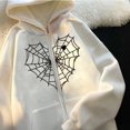 thumbnail image 4 of 2023Y2K Sudadera gótica oscura con cremallera de telaraña, sudadera con capucha de lana de estilo americano para otoño e invierno, prendas de vestir exteriores holgadas de estilo milenario, 4 of 4