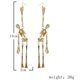 thumbnail image 5 of 2 pares de pendientes colgantes de esqueleto de calavera de metal de Halloween, joyería de estilo retro oscuro (oro + plata), 5 of 5
