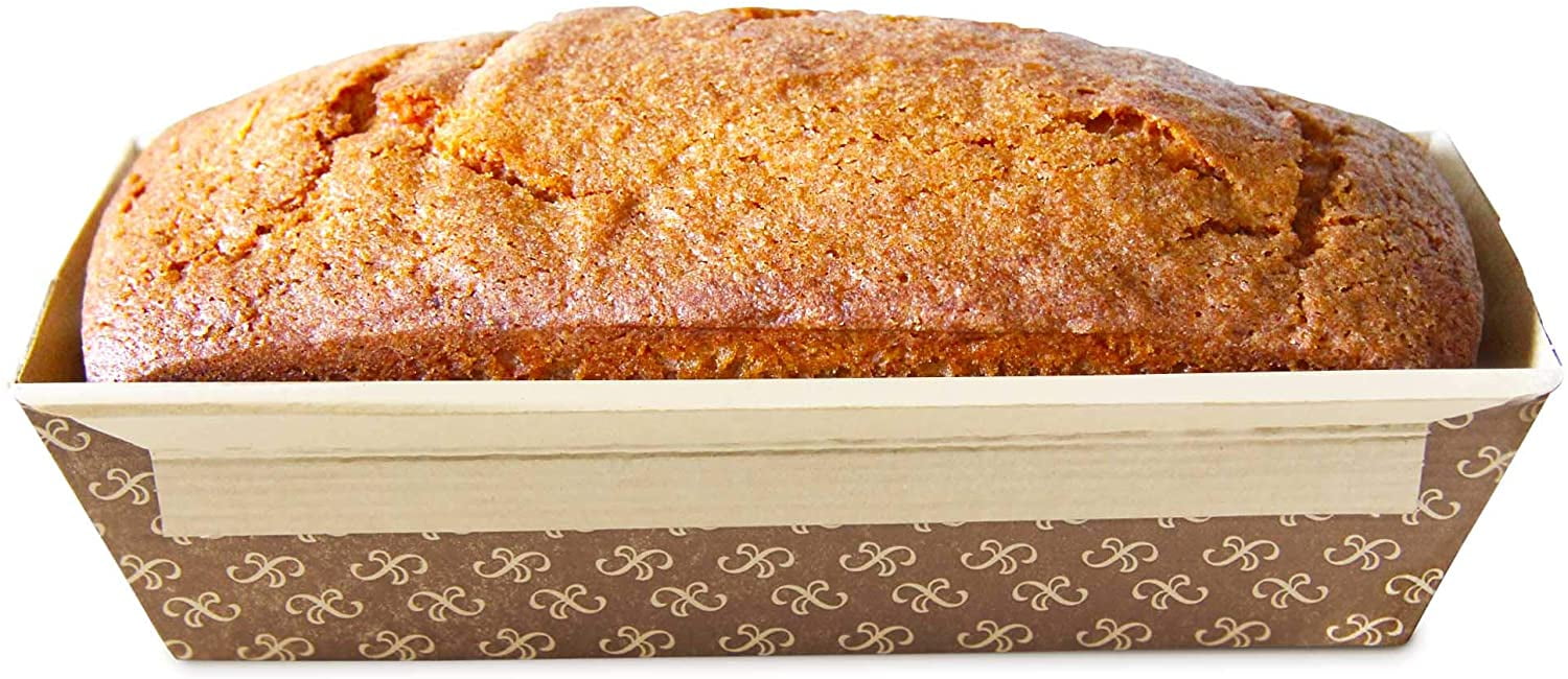 1 lb. Bake and Show Corrugated Kraft Bread Loaf Pan - 10/Pack