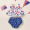 thumbnail image 2 of Xudanell Toddler Girls Clothes Summer 4th of July Short Set Outfit Sleeveless Ruffle Tops and Shorts 2pc Clothing Baby Party Outfit Dark Blue 4-5 Years, 2 of 7