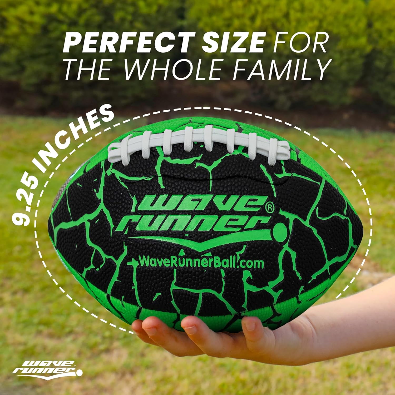 Wave Runner Grip It Waterproof Junior Size Football, 9.25-Inch, Durable Double-Laced, Ideal for Beach, Pool, and Outdoor Games Multicolor