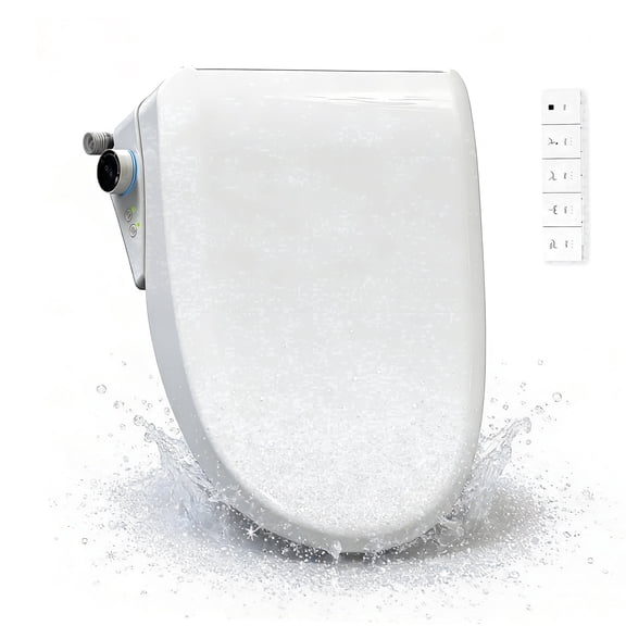 WHALLULTRA Elongated Bidet Toilet Seat with Remote Control, Heated Seat Smart Toilet Seat, Instant Warm Water, Stainless Steel Nozzle, White