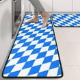 thumbnail image 2 of Kitchen Rugs Sets Of 2,Blue White Checkerboard Checkered Pattern Anti Fatigue Kitchen Mat Rugs Non Slip Washable,Decorative Kitchen Floor Mats for Kitchen,Sink,Laundry,17"x47"+17"x47", 2 of 5