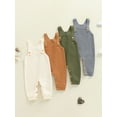 thumbnail image 3 of Miaouyo 0-24 Months Infant Baby Boys Girls Knitted Overalls Stylish Solid Color Ribbed Trim Square Neck Sleeveless Romper, 3 of 9