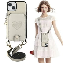 Dteck Crossbody Wallet Case for iPhone 14 Plus with Card Holder, Zipper Card Slot Shockproof Purse Cover with Removable Lanyard 6.7 Inch,Gray