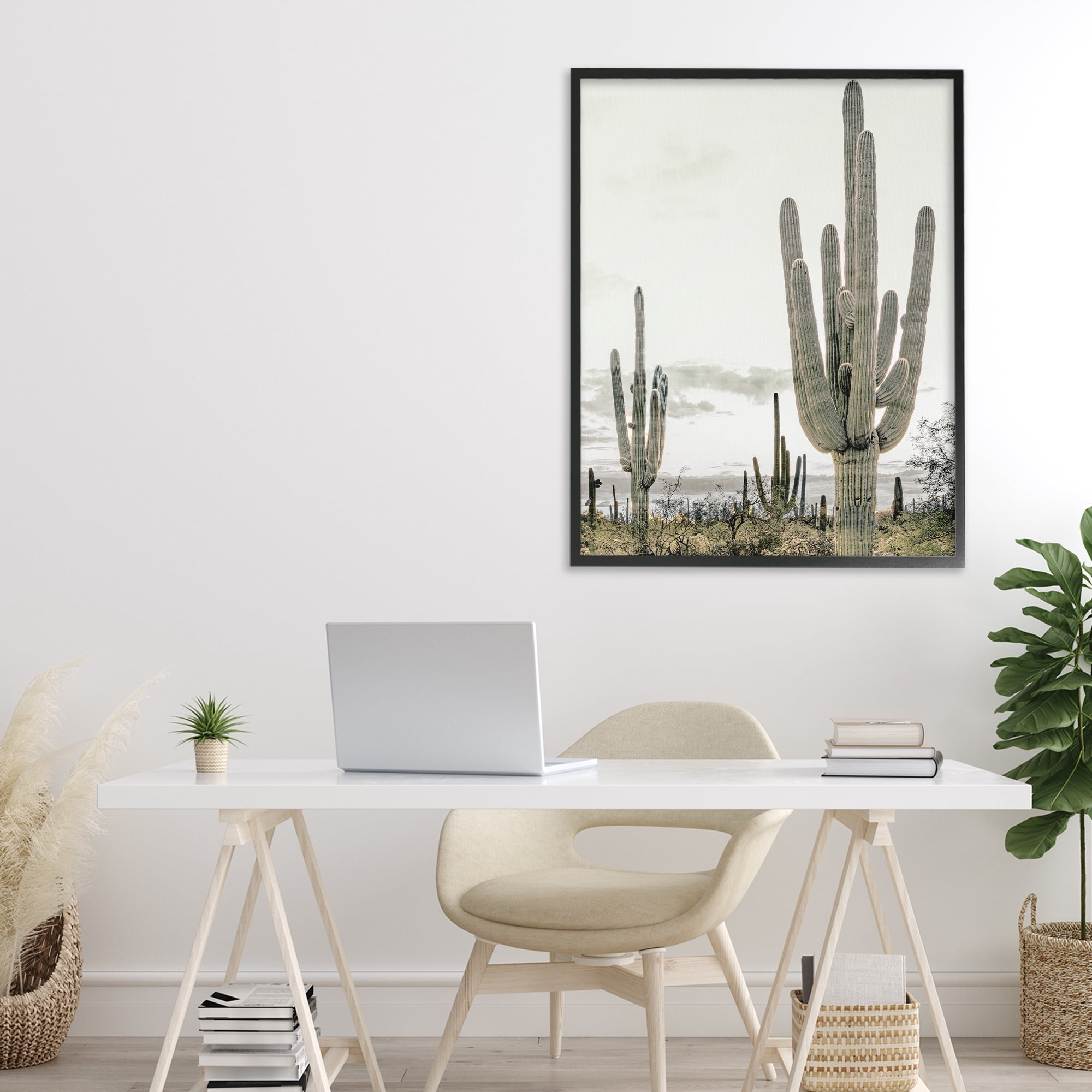Stupell Industries Subdued Desert Cacti Black Framed Giclee Art, design by Kim Allen