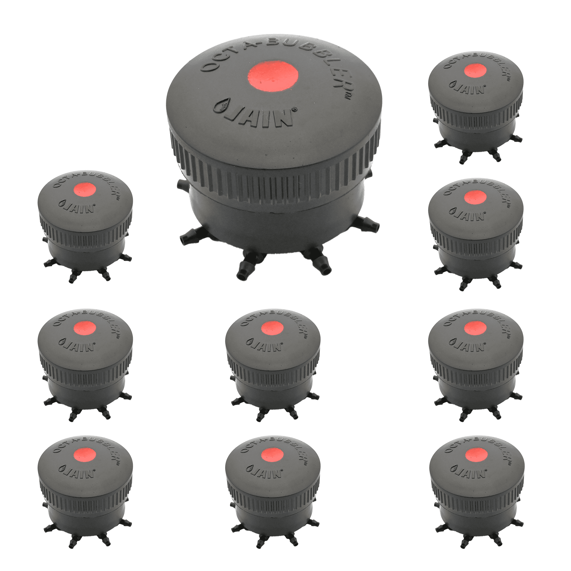 (10) Jain 8 Port Drip Irrigation Manifold 10 GPH Emitters 8 Outlet Drip System