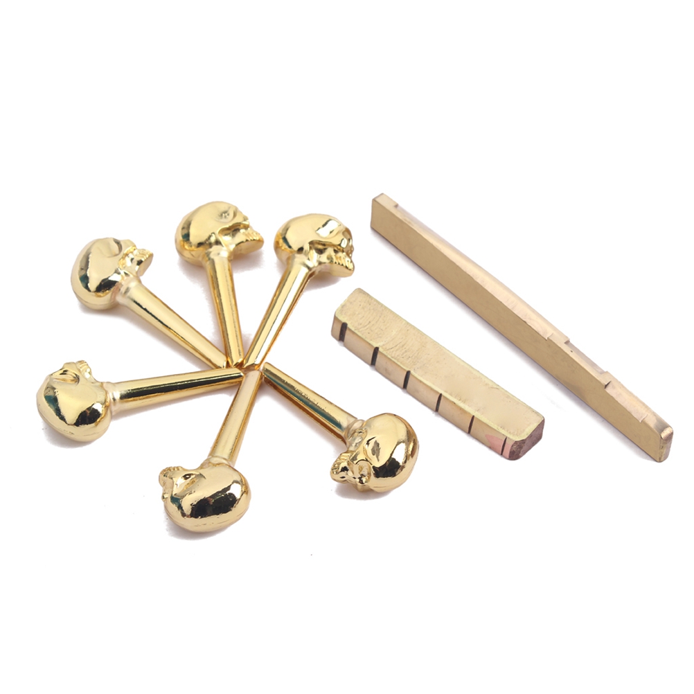 Brass Bridge With Nut Saddle Skull Design for Acoustic Guitar Parts ...