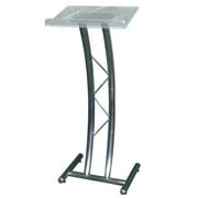 Kingdom Curved Stainless Steel Truss Lectern with Clear Acrylic Top