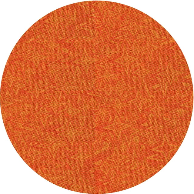 Ahgly Company Tapis Rond Lavable en Machine Intérieur Transitionnel Orange Rouge Orange, 8 Pieds Rond