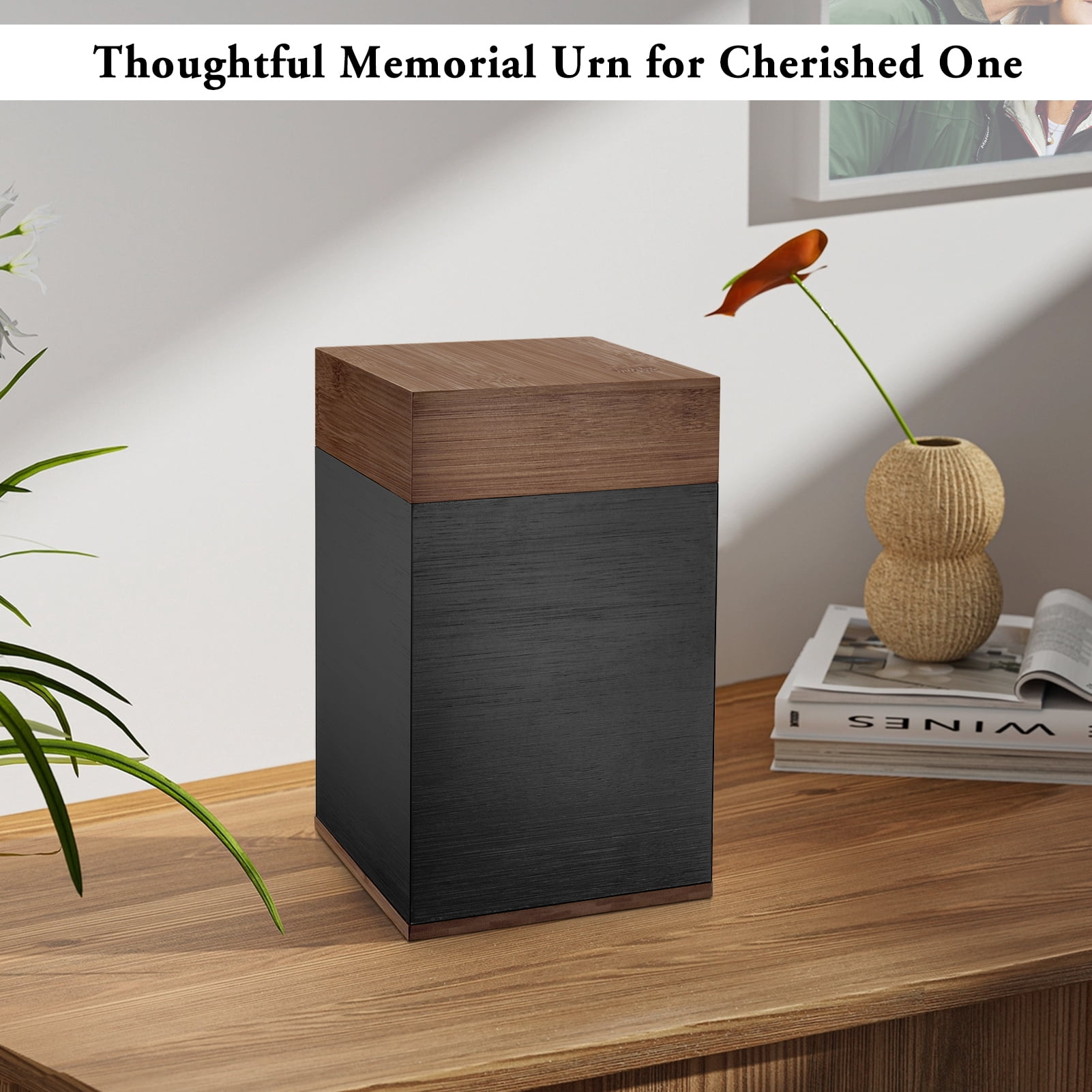 XIUDA Handcrafted Wood Urn for Ashes - Adult Large Cremation Urn for Men Women - Memorial Keepsake Box for Human Ashes - Elegant Funeral Keepsake