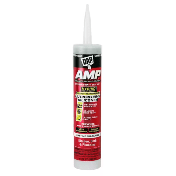 9 oz Dap 00763 Crystal Clear AMP Advanced Modified Polymer Waterproof Kitchen, Bath and Plumbing Sealant