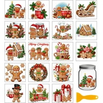 18 Sheets Christmas Gingerbread Man Transfer Stickers 3.9x3.6inch Colorful Christmas Tree Sled Transfer Decal Rub on Transfer for DIY handcrafting