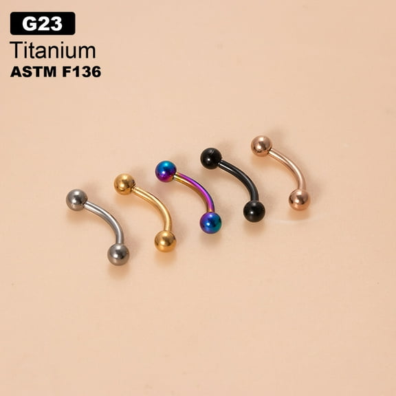 G23 Titanium Eyebrow Round Ball Curved Barbell Eyebrow Rings Stainless Steel color 6mm Pin: 1.2mm