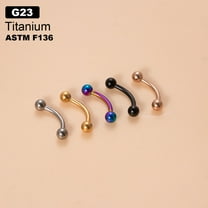 G23 Titanium Eyebrow Round Ball Curved Barbell Eyebrow Rings Stainless Steel color 6mm Pin: 1.2mm
