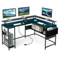 thumbnail image 1 of Gymax L-Shaped Gaming Desk w/ LED Lights & Power Outlets Monitor Stand Fabric Bag, 1 of 10