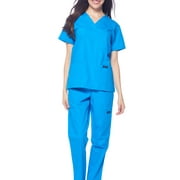 Dagacci Medical Uniform Unisex Scrubs Set Scrub Top and Pants