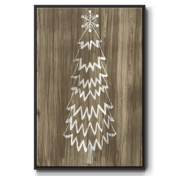 Barnwood Wonderland VIII - Framed Gallery Wrapped Holiday Canvas - 17 x 25 - Black Frame